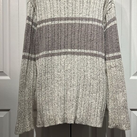 Roots Cream/Taupe‎ Cotton V-Neck Long Sleeve Sweater Size M - Picture 8 of 9
